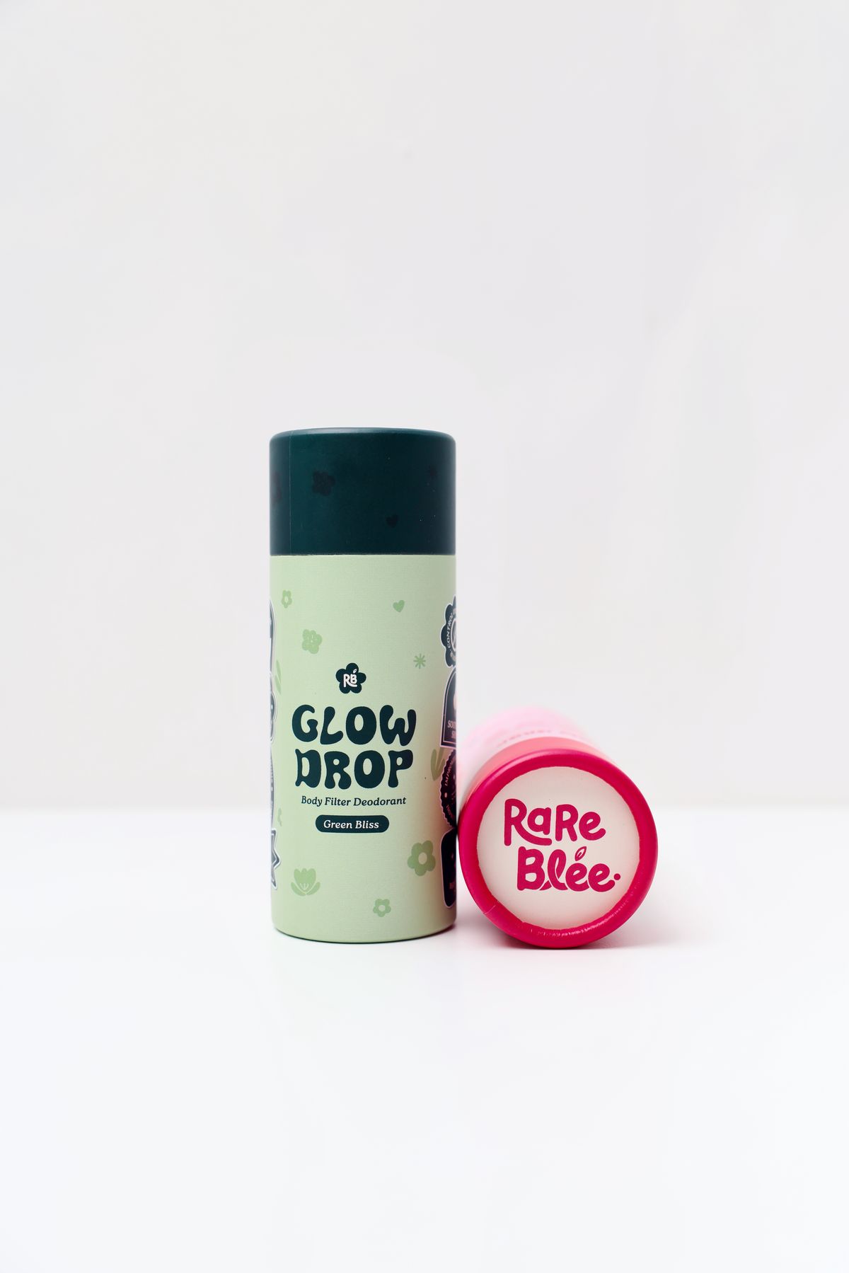 Glow Drop Green Bliss tube with RareBlee branded cap