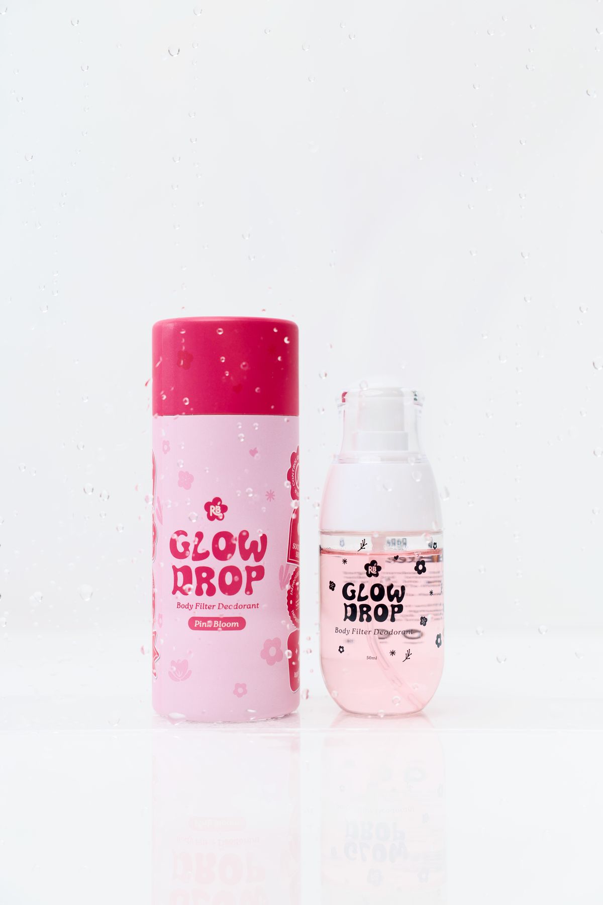 Glow Drop Pink Bloom — tube and foam with water splash